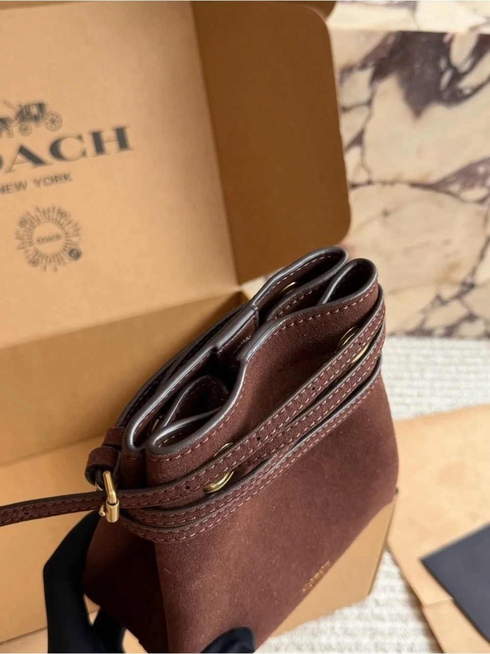 Coach Chocolate Brown Suede Messenger Crossbody